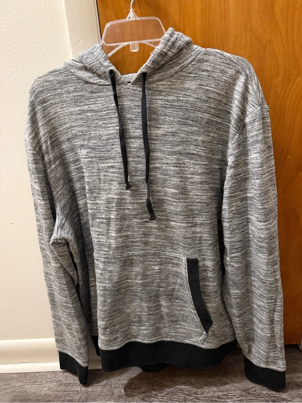 Banana Republic Men's Heather Gray Hoodie with Black Trim